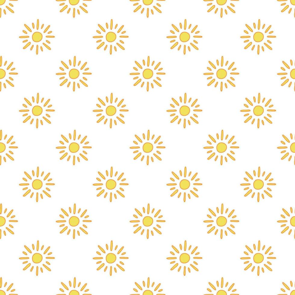 Seamless pattern with sun doodle for decorative print, wrapping paper, greeting cards, wallpaper and fabric vector