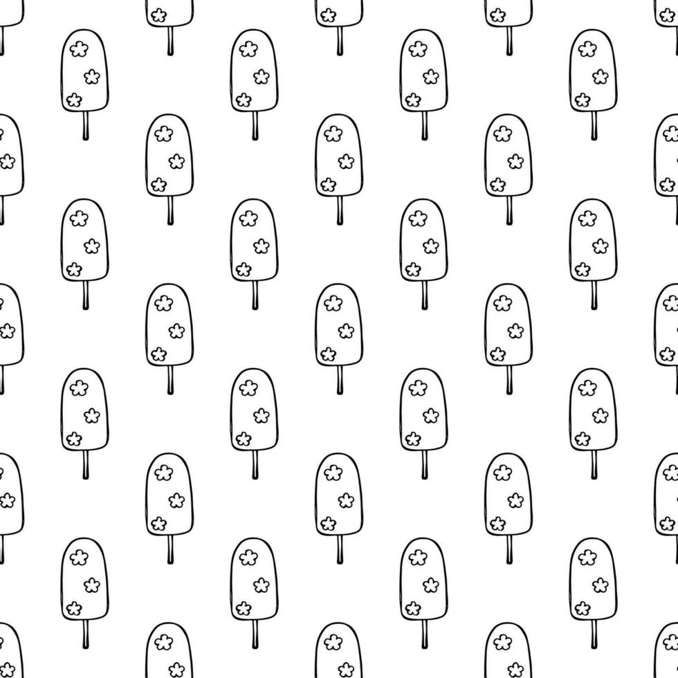 Seamless pattern with ice cream doodle for decorative print, wrapping paper, greeting cards, wallpaper and fabric vector