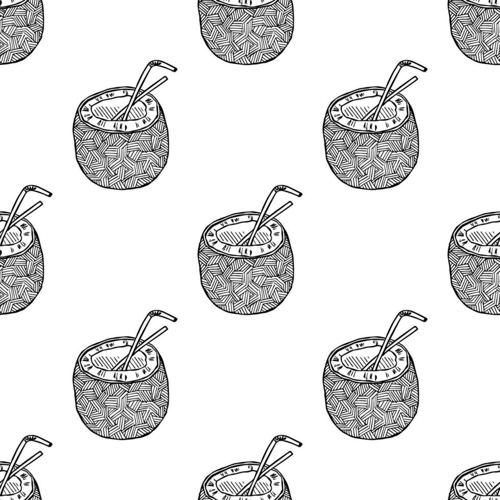 Seamless pattern with coconut doodle for decorative print, wrapping paper, greeting cards, wallpaper and fabric vector