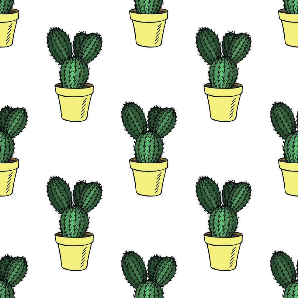 Seamless pattern with cactus doodle for decorative print, wrapping paper, greeting cards and fabric vector