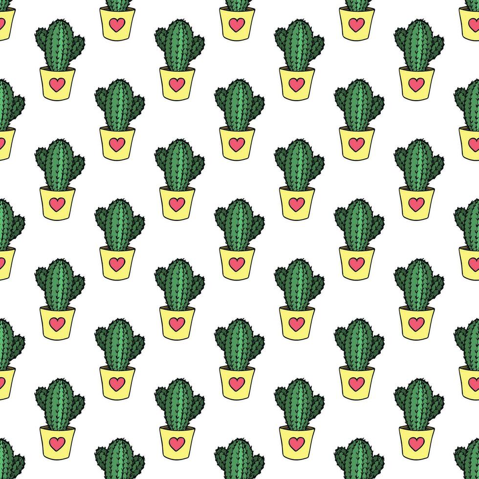 Seamless pattern with cactus doodle for decorative print, wrapping paper, greeting cards and fabric vector