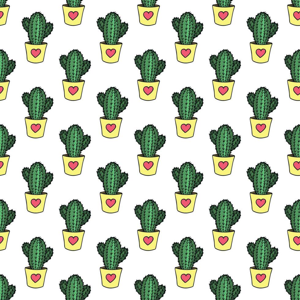 Seamless pattern with cactus doodle for decorative print, wrapping paper, greeting cards and fabric vector