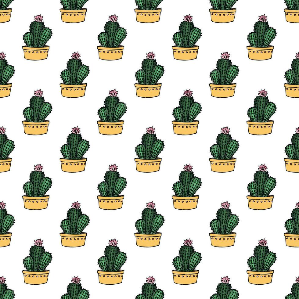 Seamless pattern with cactus doodle for decorative print, wrapping paper, greeting cards and fabric vector