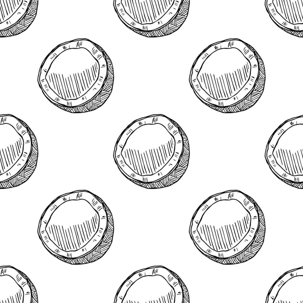 Seamless pattern with coconut doodle for decorative print, wrapping paper, greeting cards, wallpaper and fabric vector