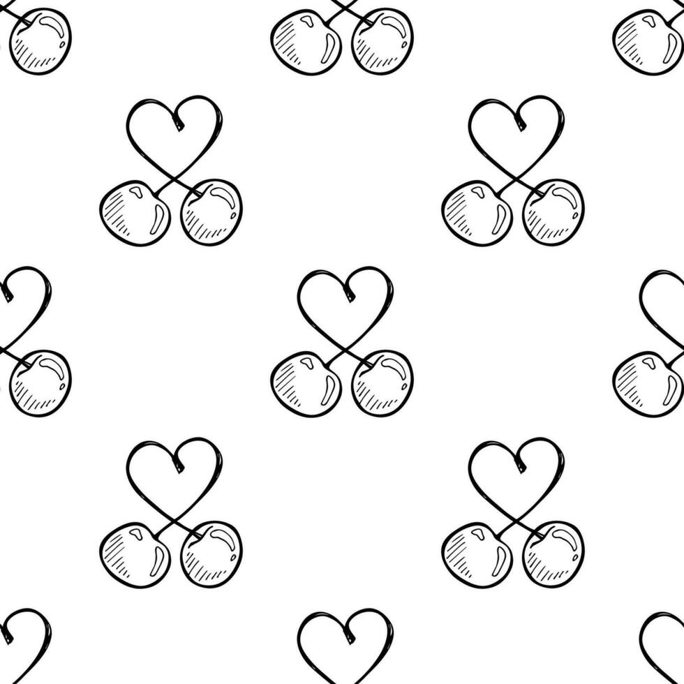 Seamless pattern with cherry doodle for decorative print, wrapping paper, greeting cards, wallpaper and fabric vector