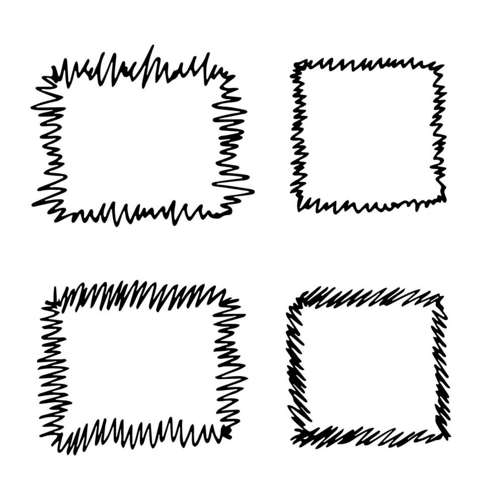 Hand drawn frame clipart. Ink scribble set. Elements for design vector