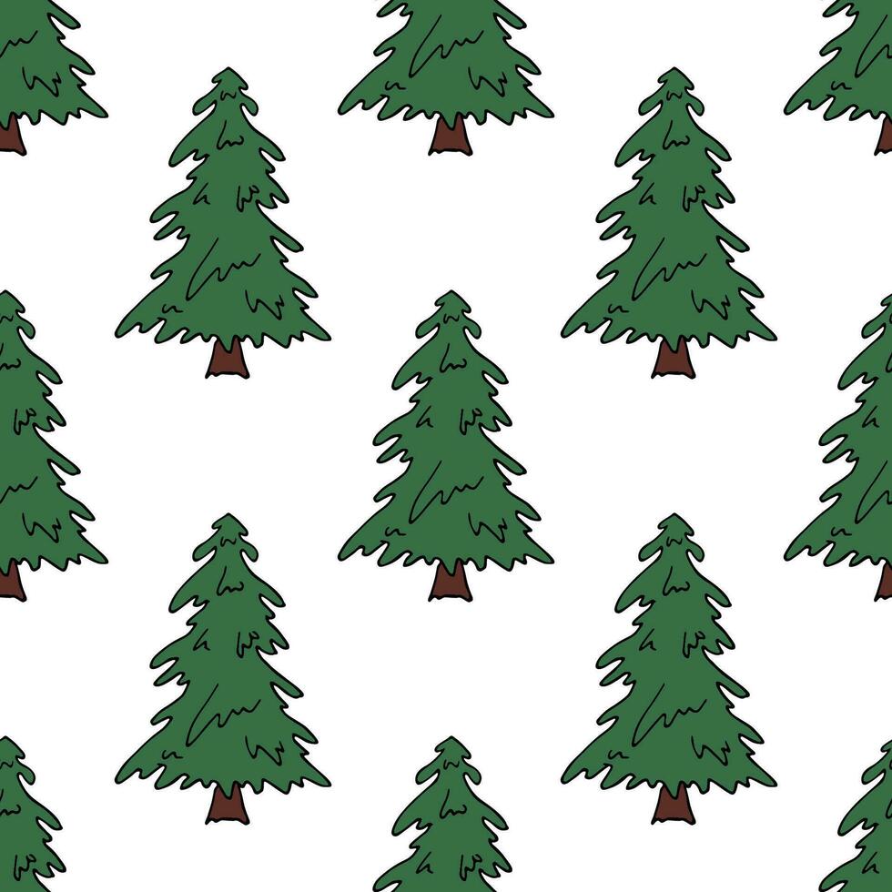 Seamless pattern with geometric minimal scandinavian Christmas tree doodle for decorative print, wrapping paper, greeting cards and fabric vector