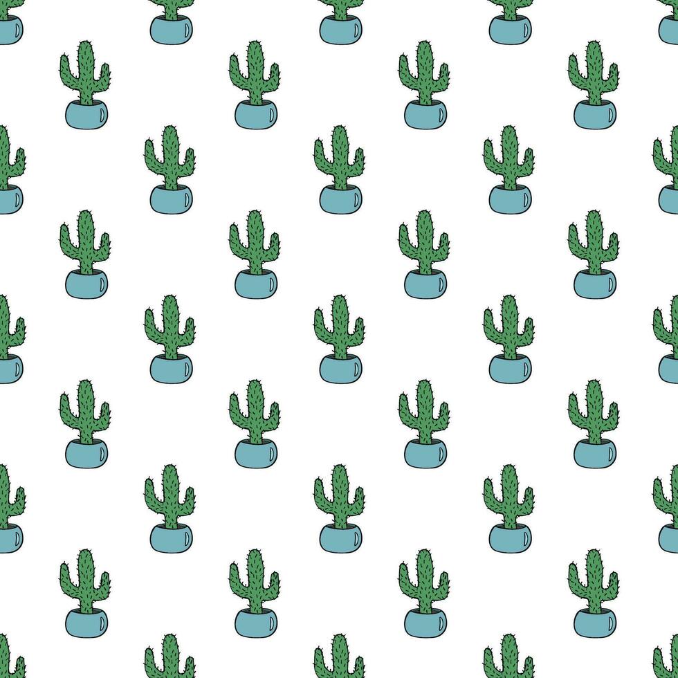 Seamless pattern with cactus doodle for decorative print, wrapping paper, greeting cards and fabric vector