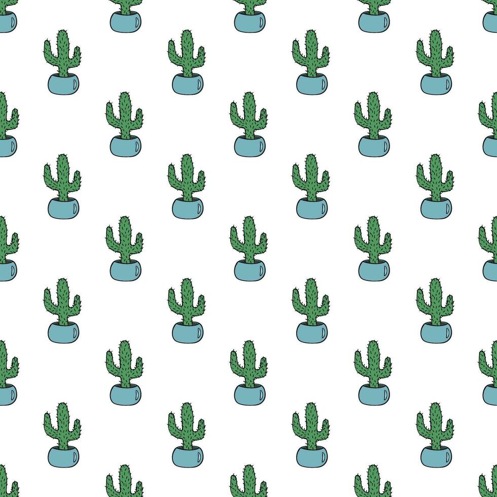 sin costura modelo con cactus garabatear para decorativo imprimir, envase papel, saludo tarjetas y tela vector