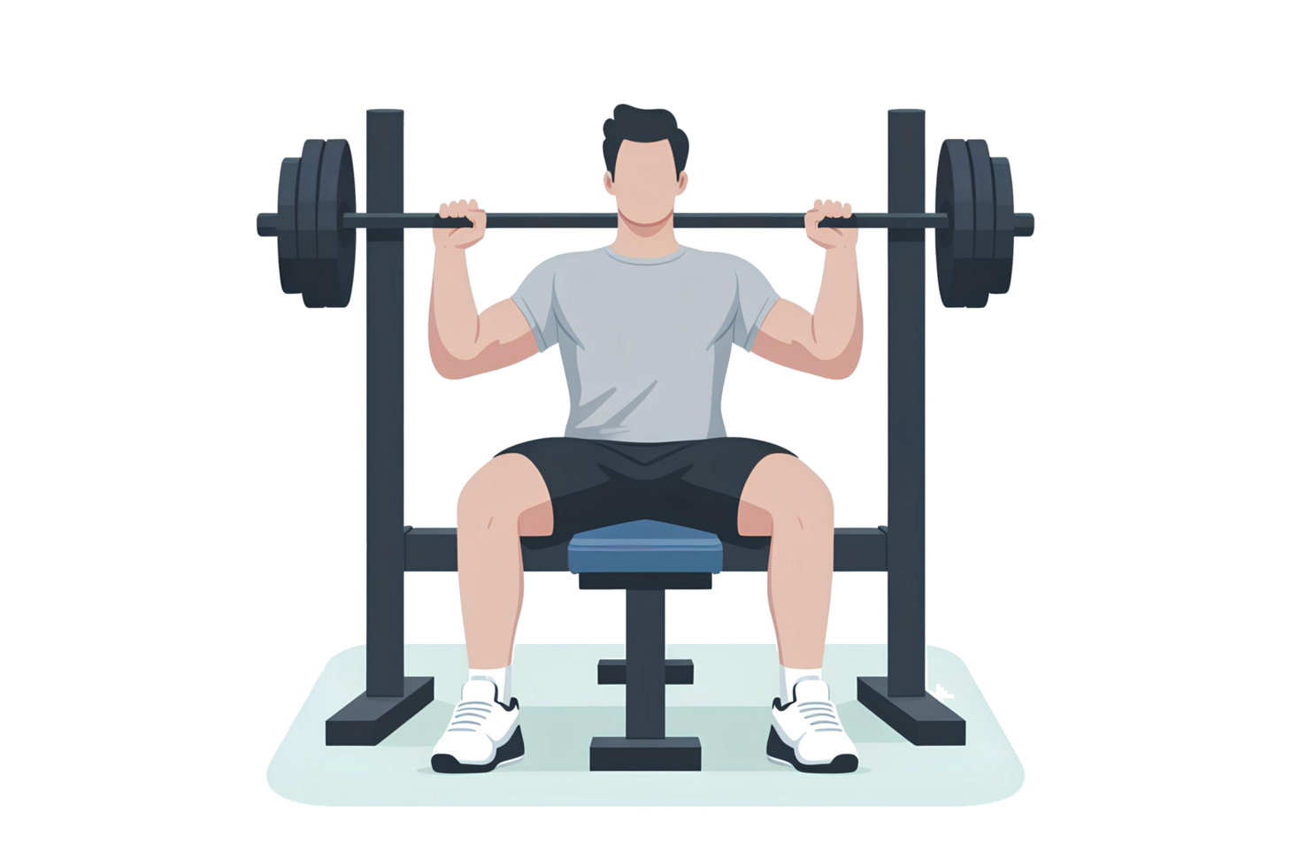 AI generated A man is doing a bench press - cartoon style on a transparent background. png
