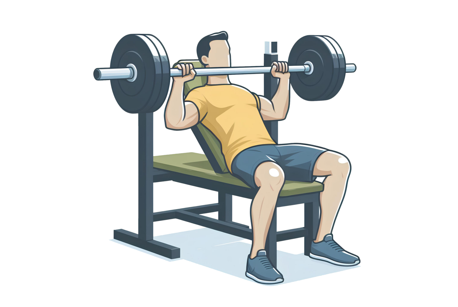 AI generated A man is doing a bench press - cartoon style on a transparent background. png