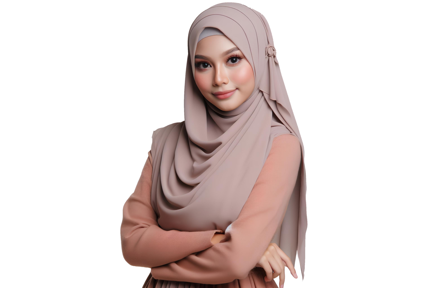 AI generated A confident Muslim woman wearing a hijab in a transparent background PNG