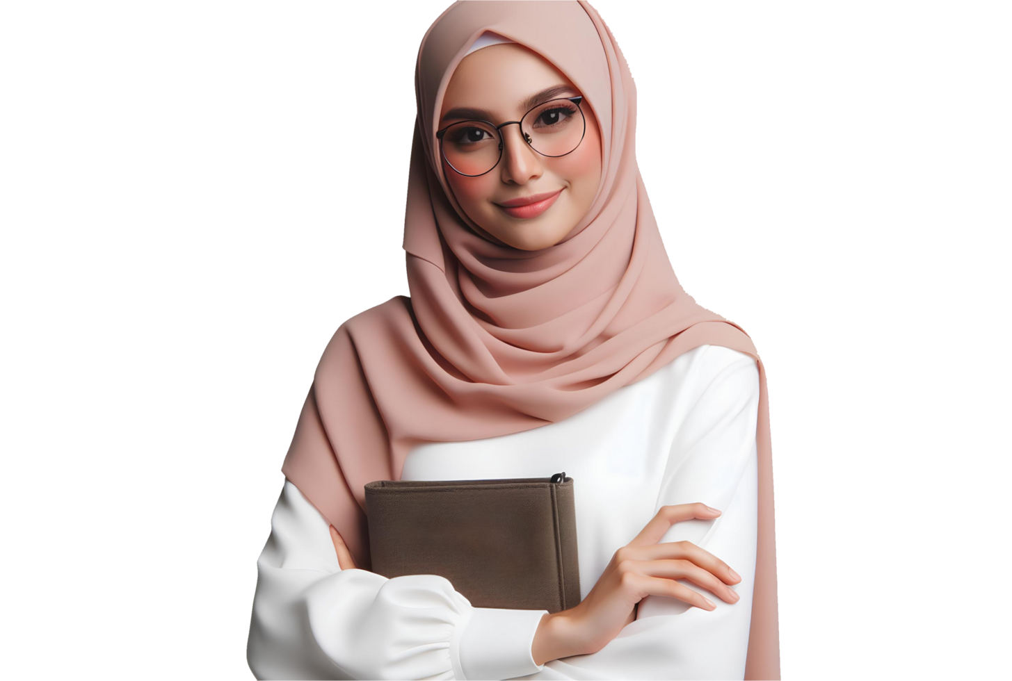 AI generated A confident Muslim woman wearing a hijab in a transparent background PNG