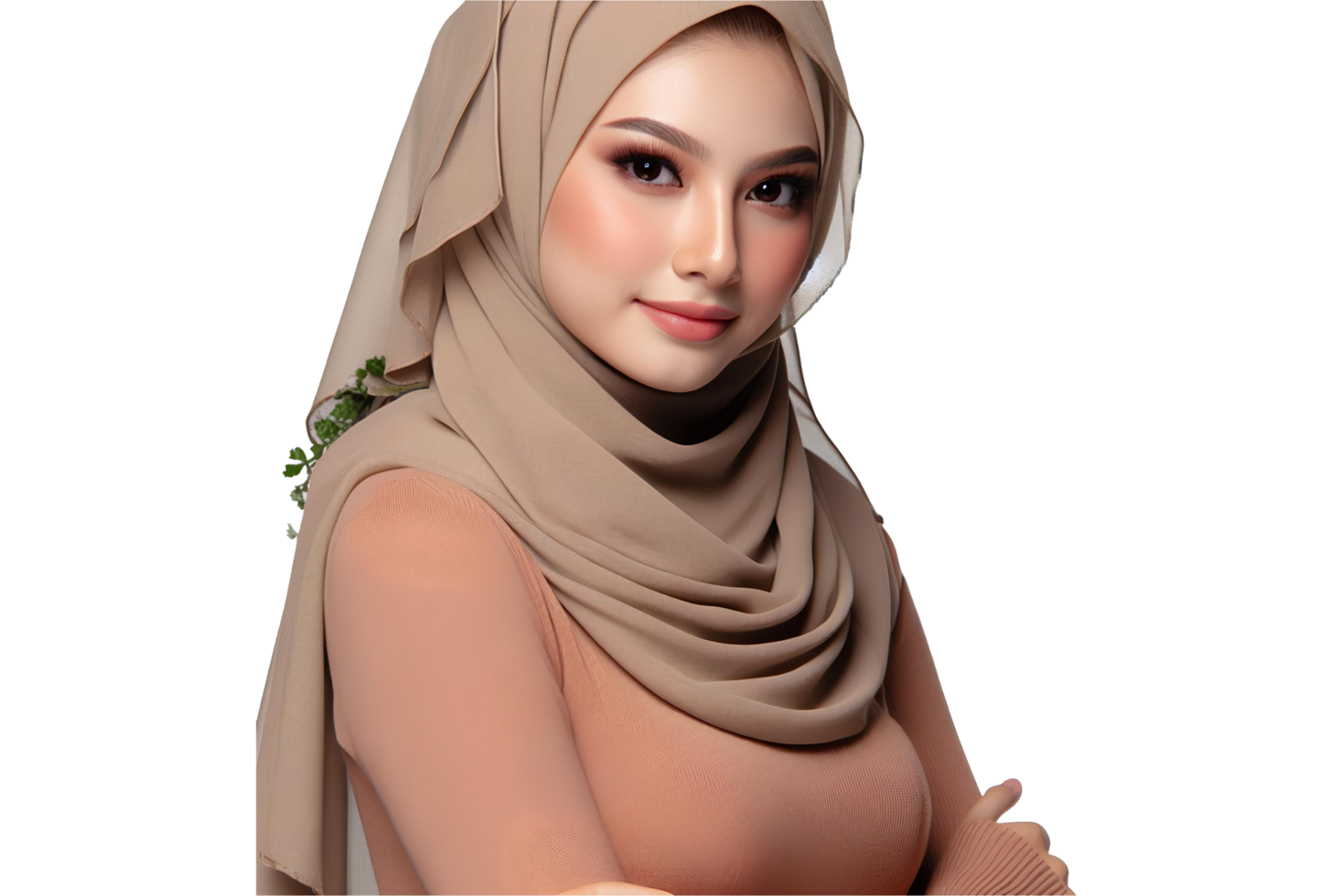 AI generated A confident Muslim woman wearing a hijab in a transparent background PNG