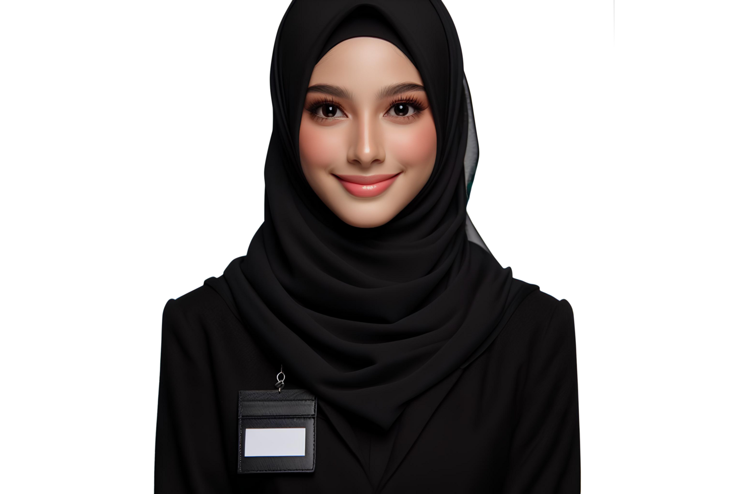 ai généré magnifique asiatique femme portant noir hijab transparent Contexte png