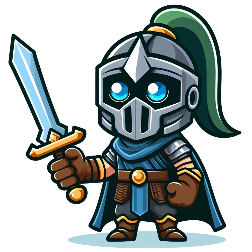AI generated warior character hold a blade in cartoon style on transparent background png