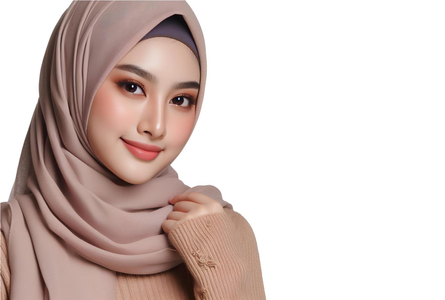 AI generated A confident Muslim woman wearing a hijab in a transparent background PNG
