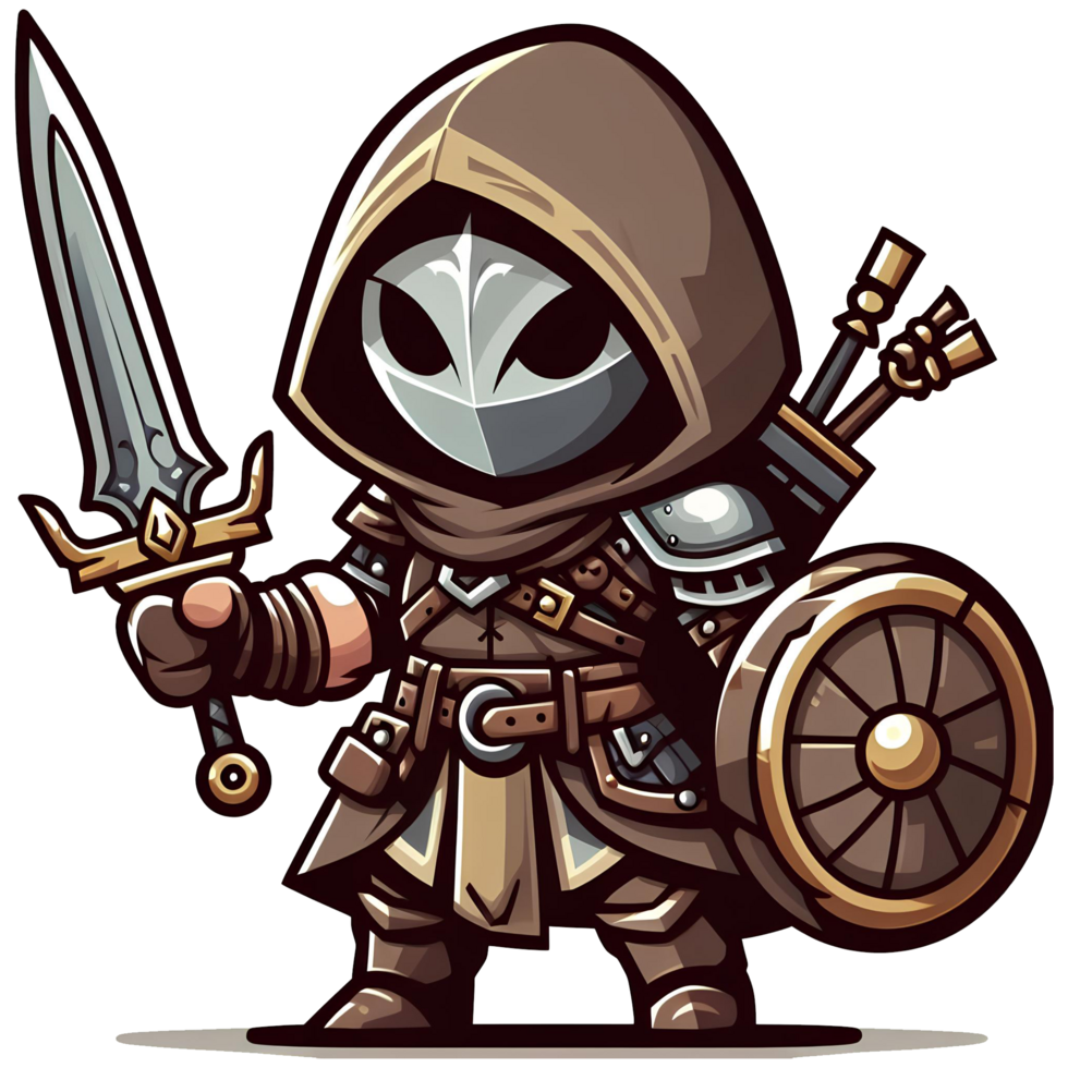 AI generated warior character hold a blade in cartoon style on transparent background png