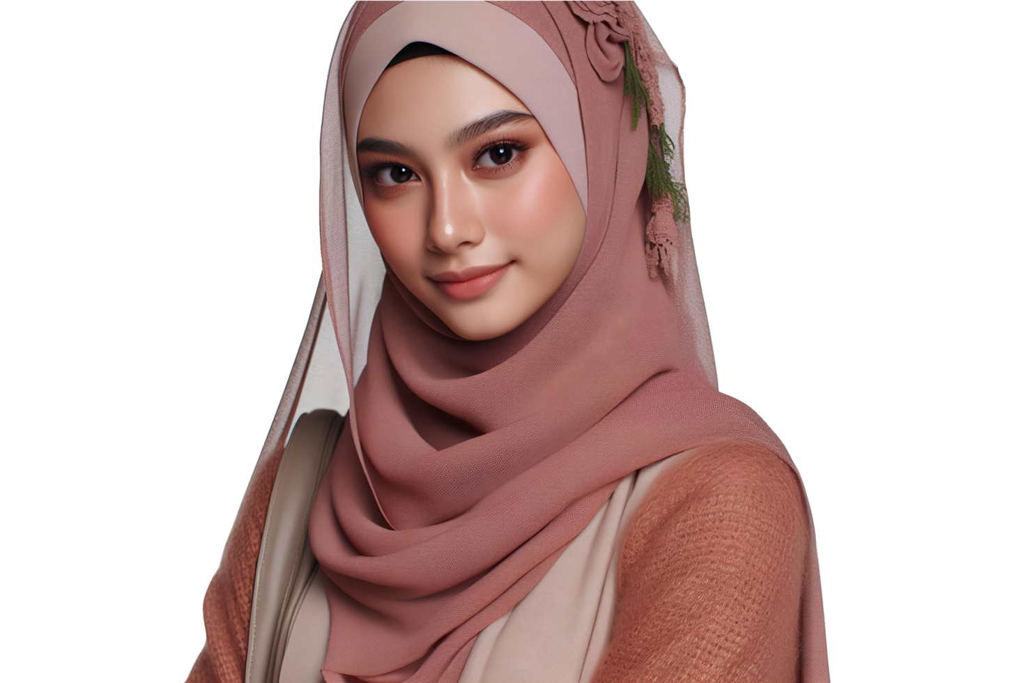AI generated A confident Muslim woman wearing a hijab in a transparent background PNG