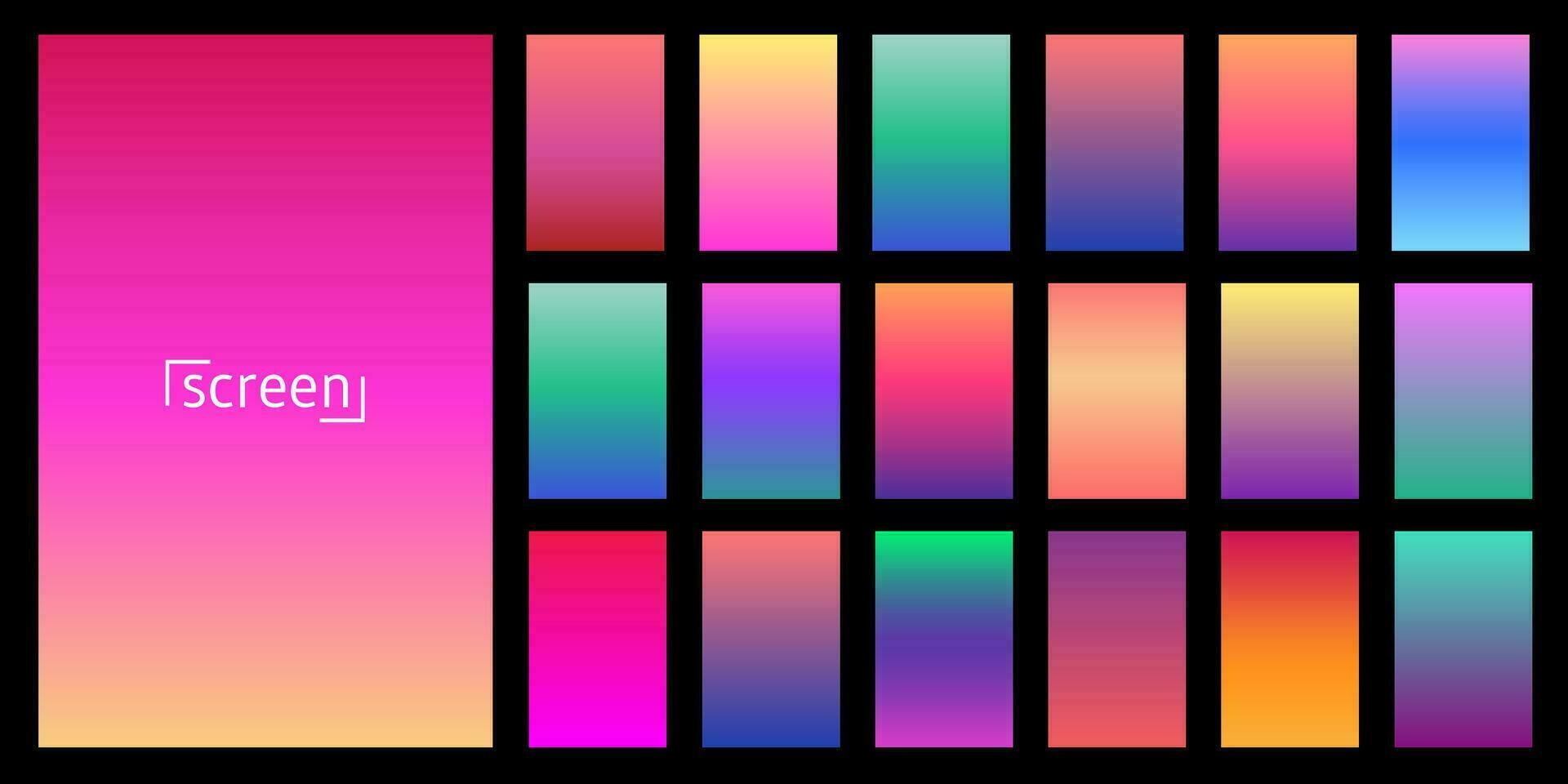 moderno pantalla vector diseño para móvil aplicación colección de suave color antecedentes degradado. platos con degradado efecto. vector ilustración.