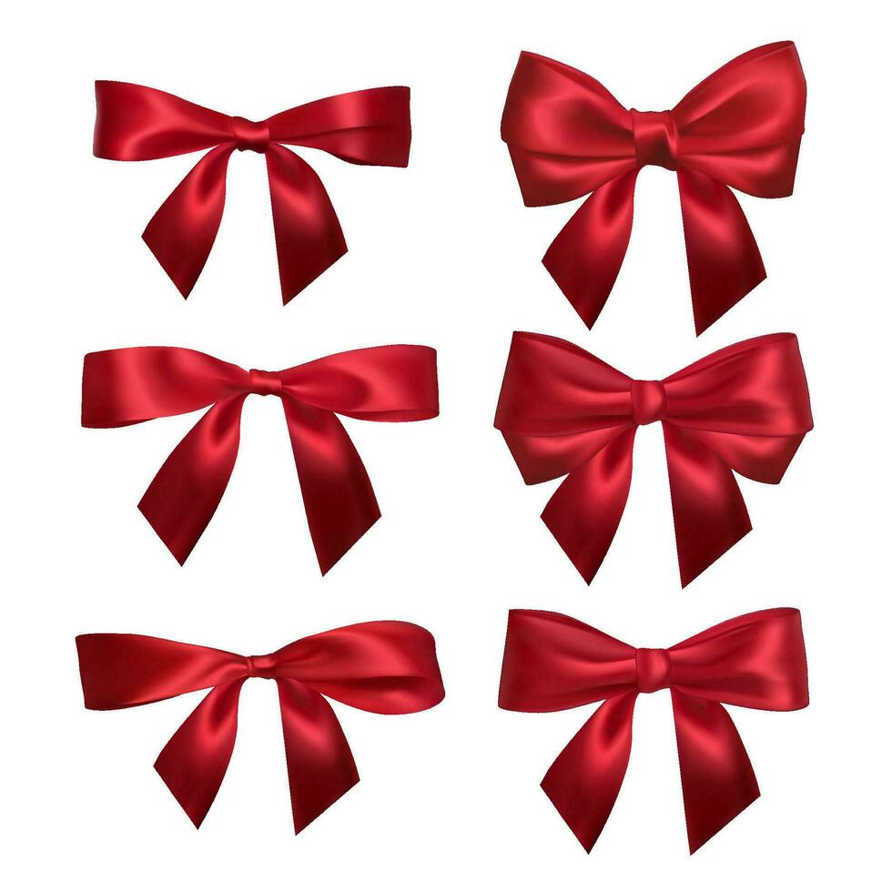 realista rojo arco aislado en blanco. elemento para decoración regalos, saludos, vacaciones. vector ilustración