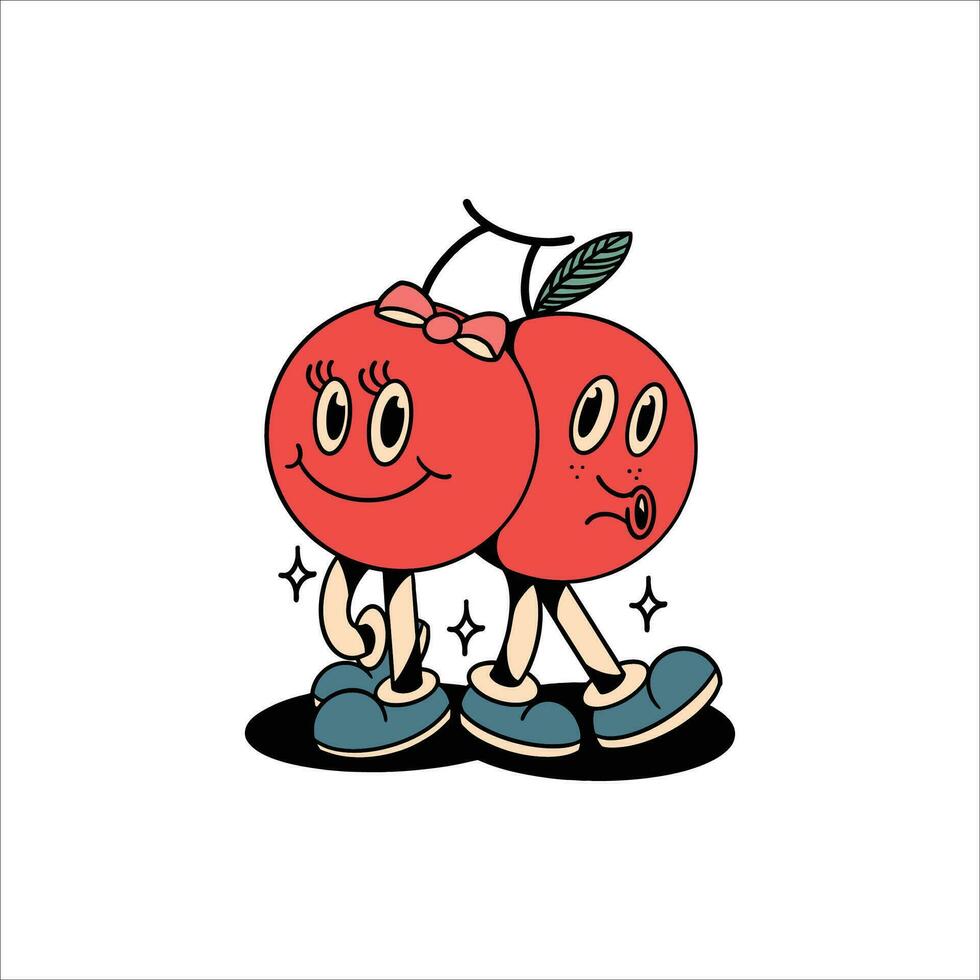 couple cherry cartoon vector design