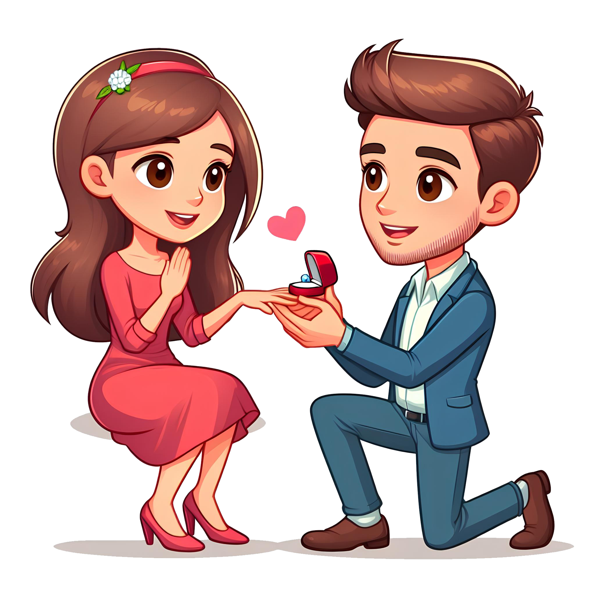 Ai Generated A Man Proposes To A Woman By Giving Her A Ring Cartoon Style Valentine On