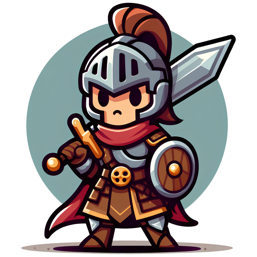 AI generated warior character hold a blade in cartoon style on transparent background png