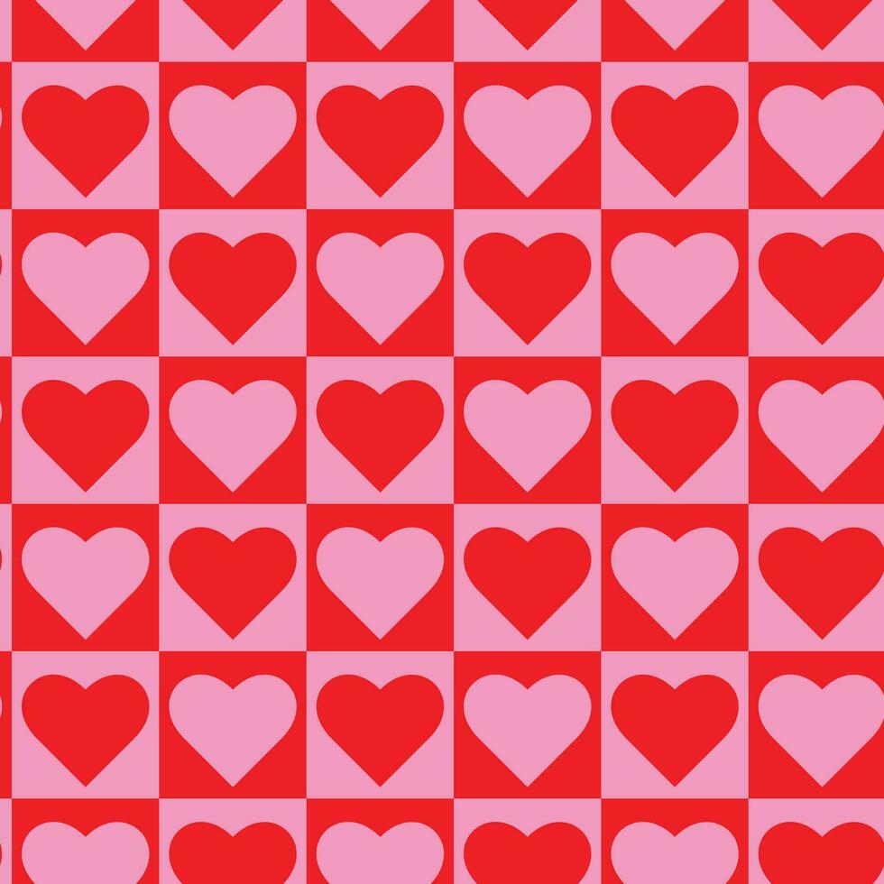 Hearts pattern seamless red and pink background for valentine day, texture for cloth fabric and textile, cover book, scrapbook, wrapping paper. vector