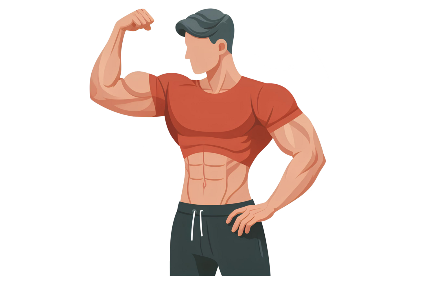 AI generated A man is doing bicep curls with a dumbbell - cartoon style on a transparent background png