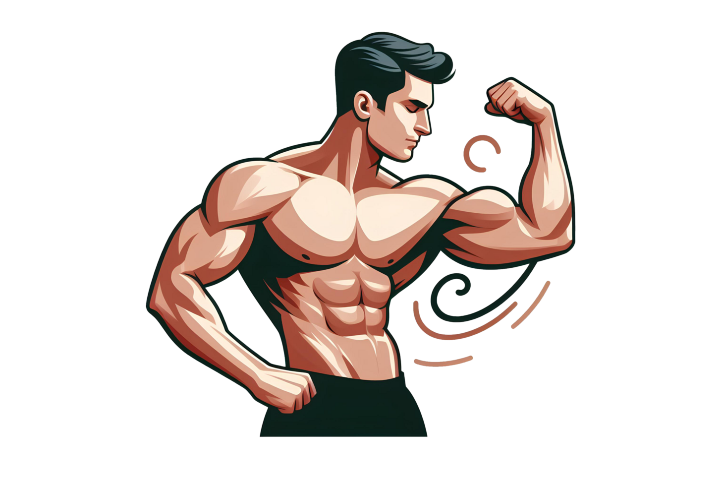 AI generated A man is doing bicep curls with a dumbbell - cartoon style on a transparent background png