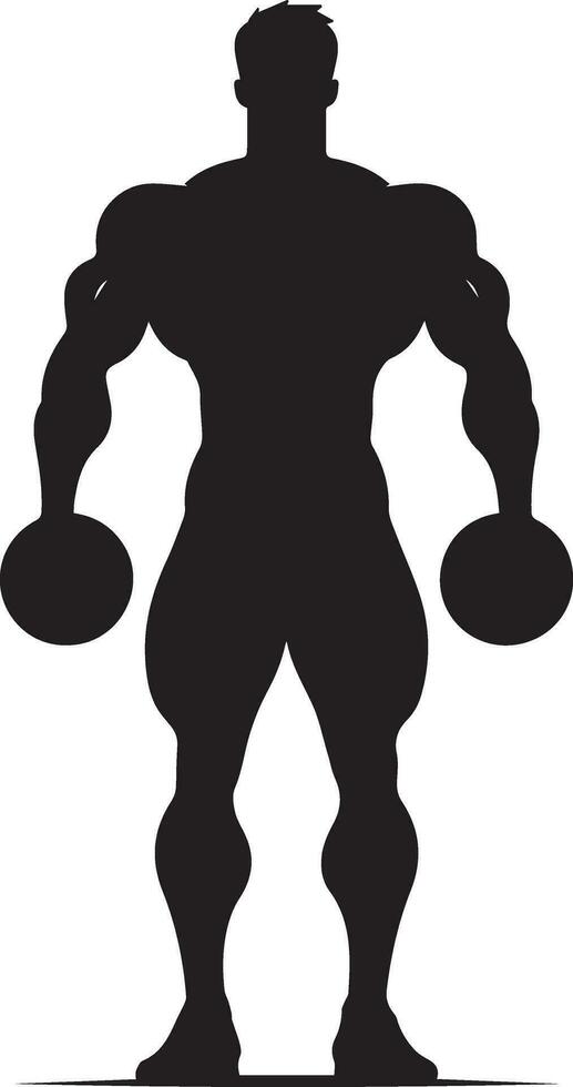 A Minimal Body Builder Pose vector silhouette black color