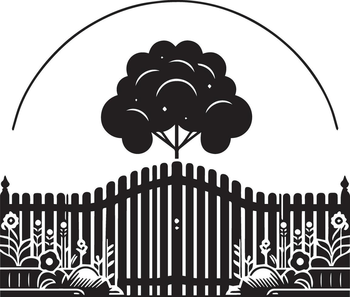 Minimal Fence vector silhouette black color, white background