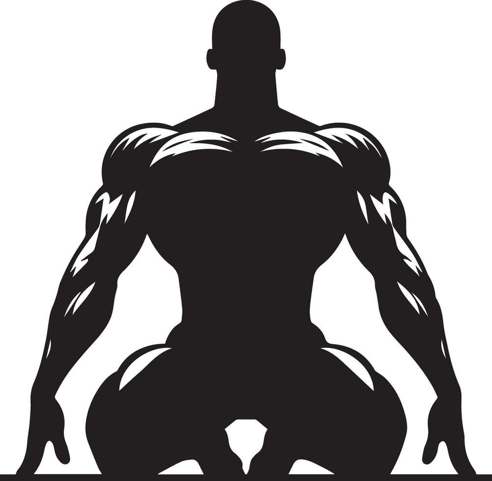 A Minimal Body Builder Pose vector silhouette black color