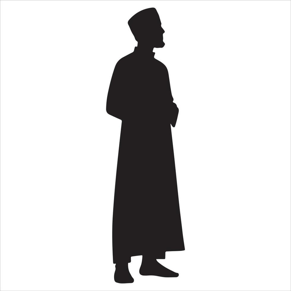 Arab muslim man vector silhouette, a Muslim man pose vector