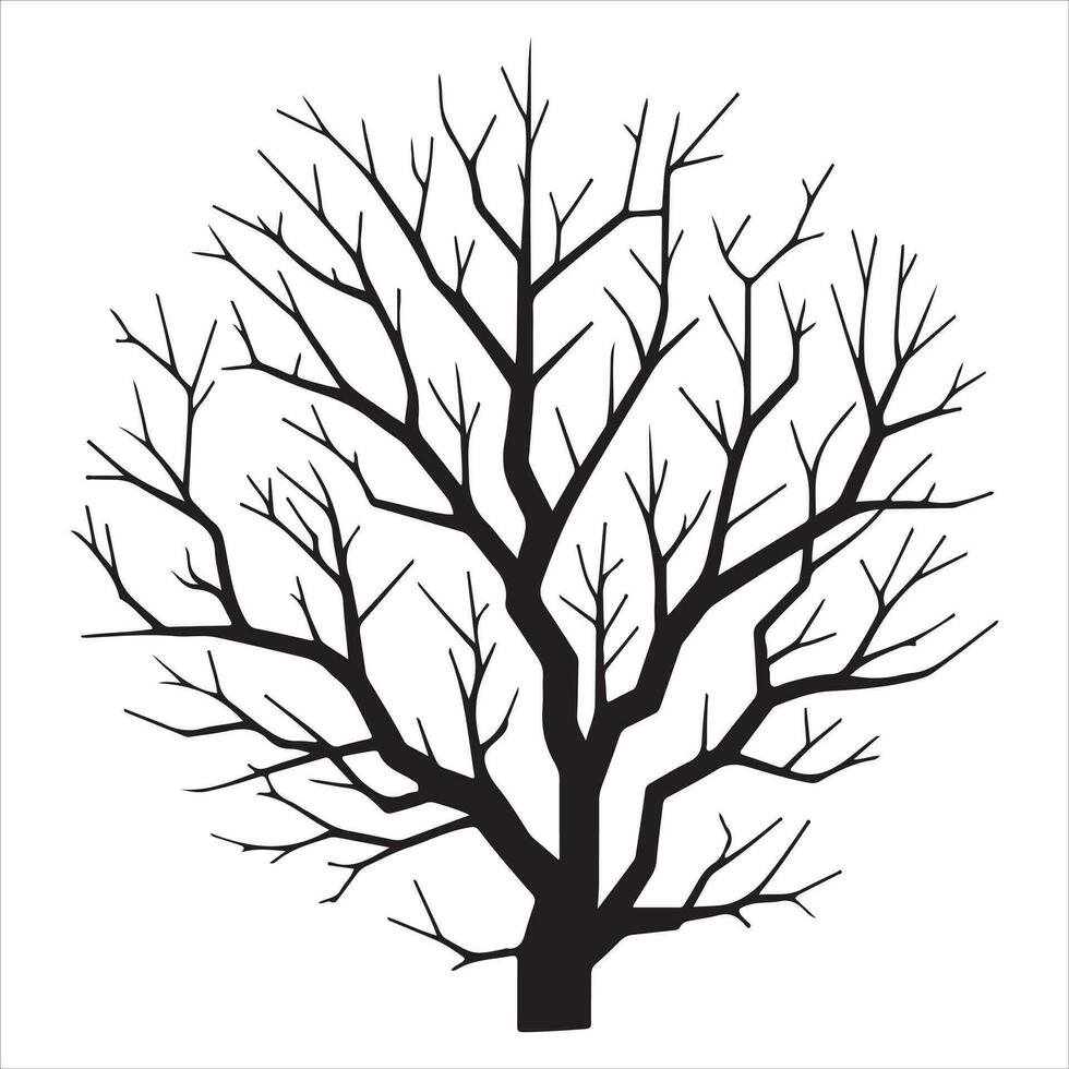 Minimal Autumn Naked Tree vector silhouette