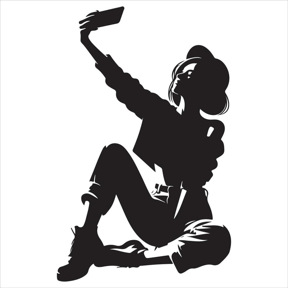 A Female Taking a selfie vector silhouette