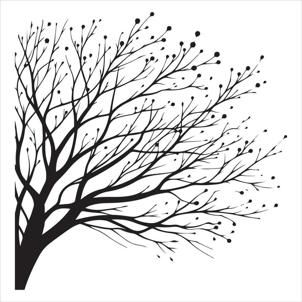 Minimal Autumn Naked Tree vector silhouette