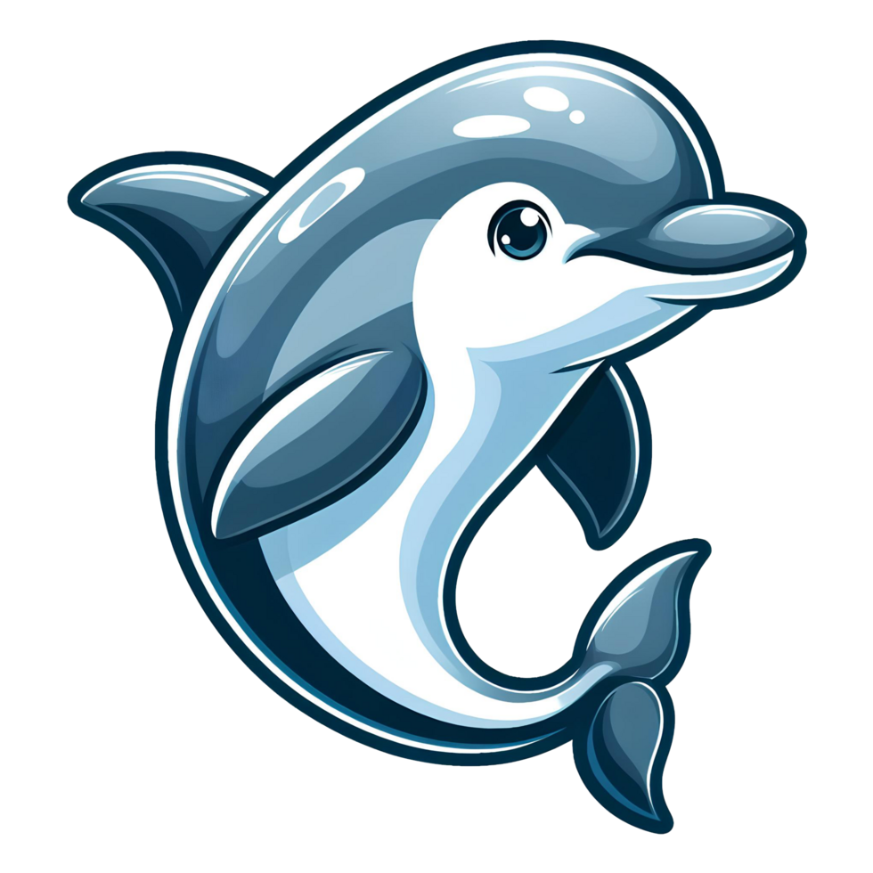 AI generated dolphin jumping out of water - cute dolphin - cartoon on transparent background png