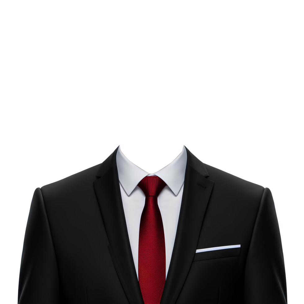 AI generated formal ID photo with men's suit on transparent background png