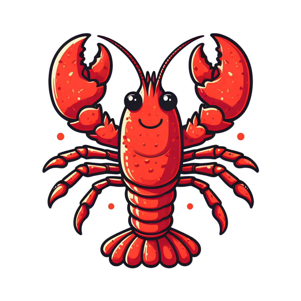 AI generated lobster illustration - lobster shrimp - cartoon on transparent background png
