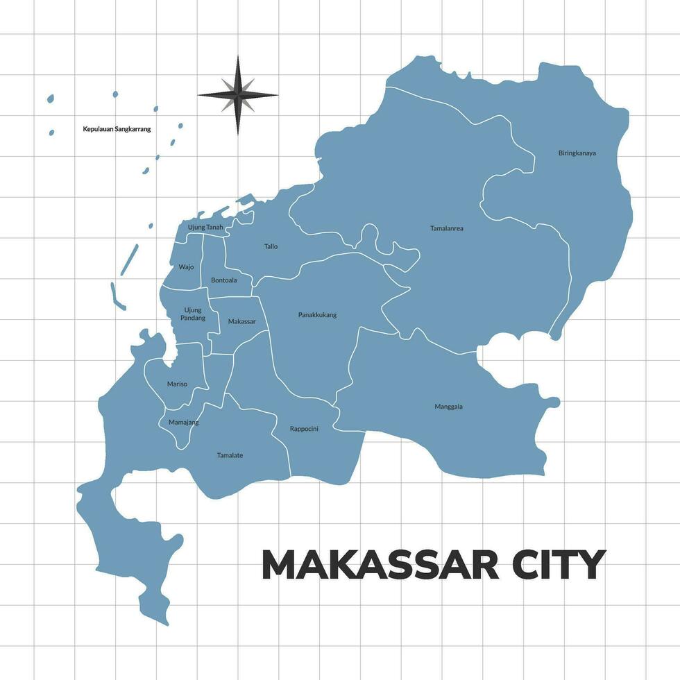 Makassar city map illustration. Map of cities in Indonesia vector