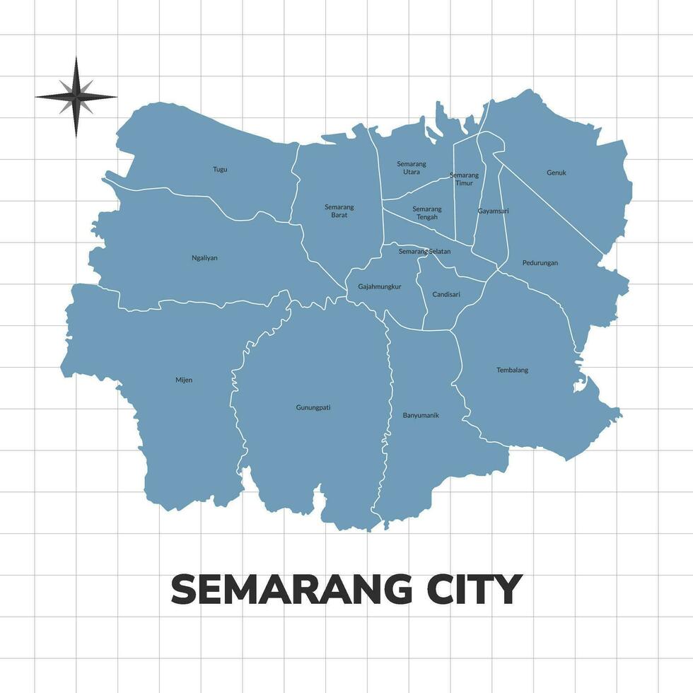 Semarang city map illustration. Map of cities in Indonesia vector