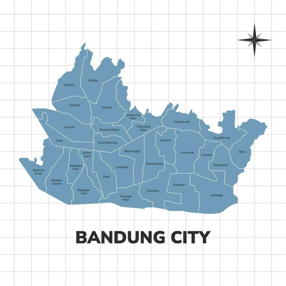 Bandung city map illustration. Map of cities in Indonesia vector