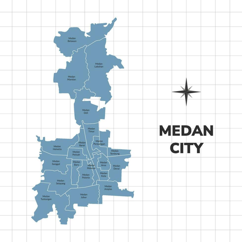 Medan city map illustration. Map of cities in Indonesia vector