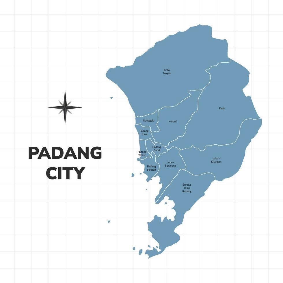 padang ciudad mapa ilustración. mapa de ciudades en Indonesia vector