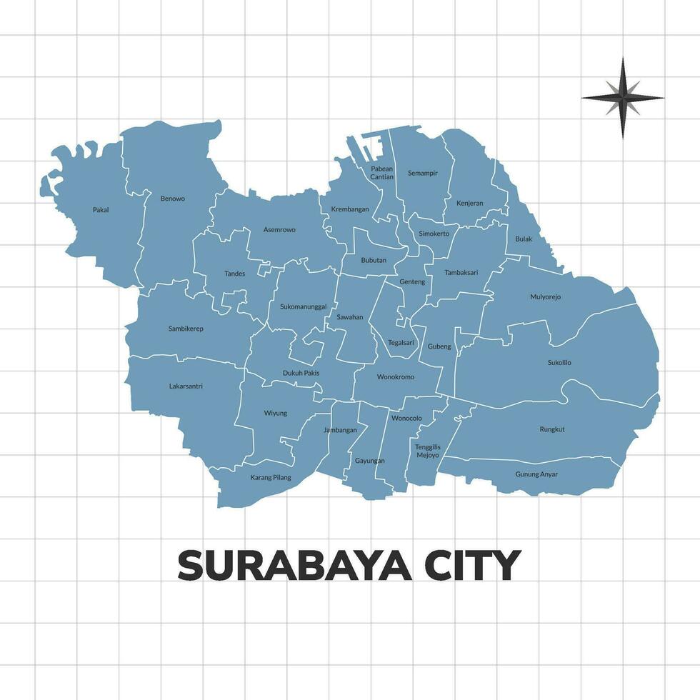 Surabaya city map illustration. Map of cities in Indonesia vector