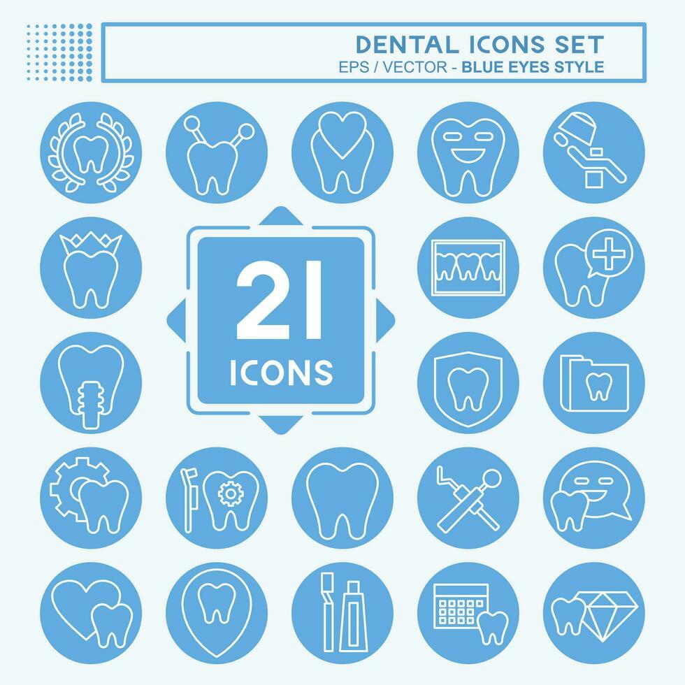 Icon Set Dental. related to Health symbol. blue eyes style. simple design editable. simple illustration vector