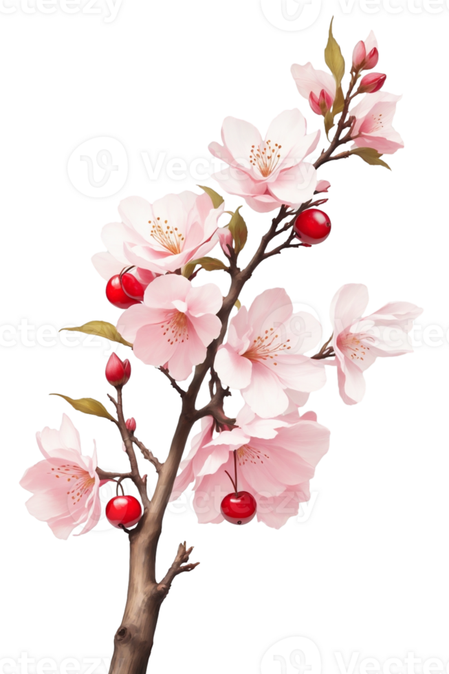 AI generated beautiful  blooming cherry tree in spring png