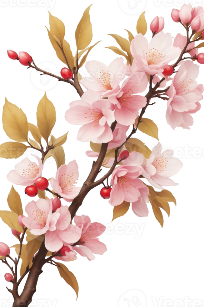 AI generated beautiful  blooming cherry tree in spring png